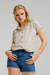 Women's Cream Short Sleeve Shirt