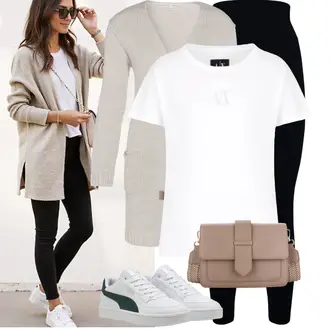 Outfit met Donkergroen/groen/wit Leren sneaker/Lage Sneaker/Skateschoen/Smalle sneaker/Zomer sneaker/Vintage Sneaker Puma "Modieuze lente-outfit"