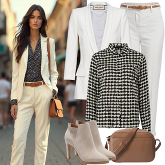Avec des Perles tenues avec Blanc/Beige/Orange Blazer Long/Blazer Boyfriend/Blazer en Coton/Blazer en Velours Côtelé/Blazer Oversize A Lot Less "Parfait pour le printemps"