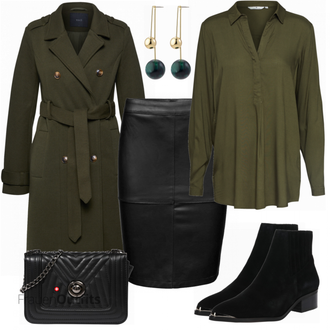 Outfit mit Schwarz Stiefel VERO MODA "YAS Mantel"