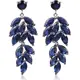 Yazilind Blendend Rhodiniert Kronleuchter Bl?tter Saphir Blau Marquise Cut Zirkonia Ohrringe