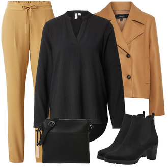 Winter Outfits mit Schwarz Hemdbluse/Klassische Tunika/Lederjacke/Longbluse/Langarmbluse/Oversize Bluse/Schlupfbluse/Tuniken-Shirt/Casual Hemd/Musselin Hemd/Business Hemd VERO MODA "Outfit für den Winter"