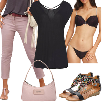 Kurz/Mini Outfit mit Grau Schultertasche/Accessoire Calvin Klein "Casual Outfits"