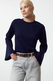 Navy Blue More Sustainable Basic Knitwear Sweater