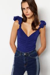 Saks Knitted Draped Body With Snap Fastener
