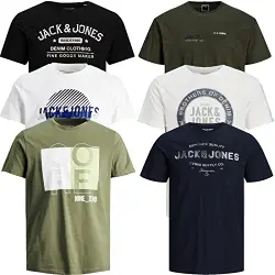 JACK & JONES Male T-Shirt 6er Pack Rundhals O-Neck Tee T Shirt Herren (M, 6er Paket @01)
