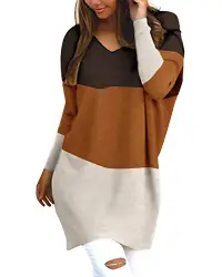 Style Dome Pullover Damen Oversize Langarmshirt Casual Bluse Oberteile Patchwork Hoodie Bluse Jumper Blau S