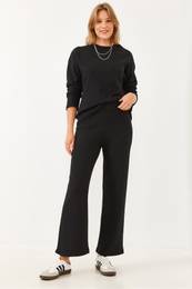 Women's Crew Neck Basic Bottom-Top Set 0036