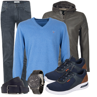 Paisley-Muster Outfit mit Grau/Schwarz/Dunkelgrau/Rosa/Braun Armbanduhr/Kettenuhr Guess "Freizeit Outfit"