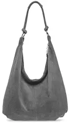 Caspar TL617 große Damen Vintage Veloursleder Tasche (dunkelgrau)
