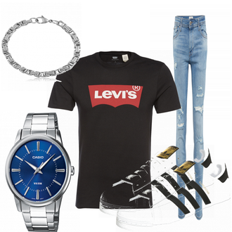 Outfit mit Grau/Weiß Sneaker Adidas Originals "Leaders"