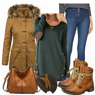 Wasserdicht Outfit mit Braun/Khaki Bundeswehr Parka/Winterjacke/Parka-übergangsjacke/Winter Parka Desires "Desires"