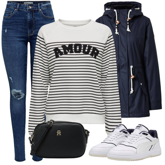 Zima Outfit sa Svjetloplava/Tamnoplava Kaput/Proljetna jakna/Zimska Parka/Jedriličarska jakna/Jakna s Kapuljačom/Jakna za Kišu/Parka Prijelazna Jakna Ragwear "Jesenski outfiti"