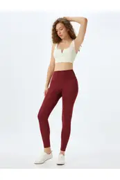 Sports Tights Normal Waist Seam Detail Slim Fit Interlock