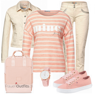 Outfit mit Rosa/Beige/Blau Sneaker Tommy Hilfiger "Leichtes Outfit"