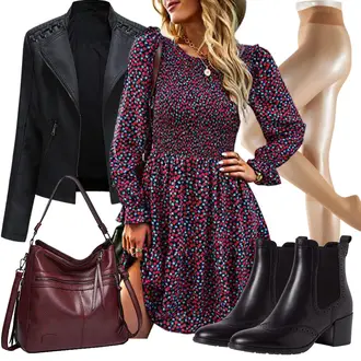 Übergang Outfit mit Schwarz Motorradjacke/Jacke mit Seitlichem Reißverschluss/Ajourstrickjacke/KunstLederjacke/Bikerjacke YYNUDA "Toller Look für die Freizeit"