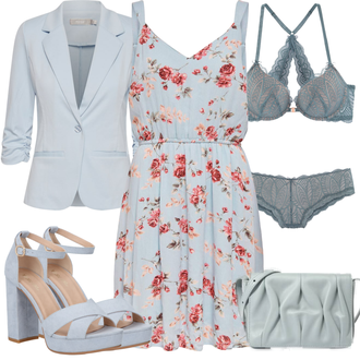 Hochzeitsgast Outfit mit Hellblau/Blau High Heel/Sandalen Mit Blockabsatz/Sandalette/Plateau Sandale/Sandalen Mit Absatz/Spangenschuh/Sommer Schuh About You "Outfit für den Sommer"