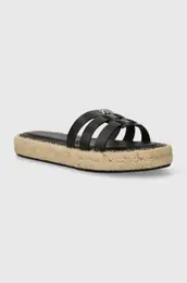 Usnjeni natikai AUTHENTIC FLAT LTHR ESPADRILLE enski, rna barva, FW0FW07745