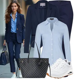 Fašnik Outfit sa Tamnoplava/Svjetloplava B.young "Outfit za svaki dan"Look: Škola, Koncer, Fašnik, Korporativna zabava, Posebne prigode, Banka, Bar