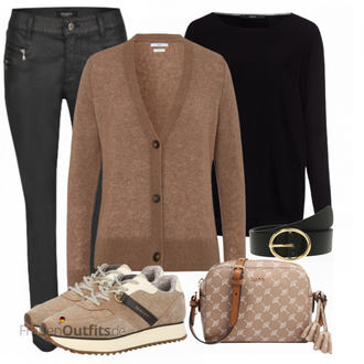 Outfit mit Weiß/Schwarz Strickjacke/Oversized Zip Hoodie/Oversize Musselin Bluse Zero "Herbstlicher Look"