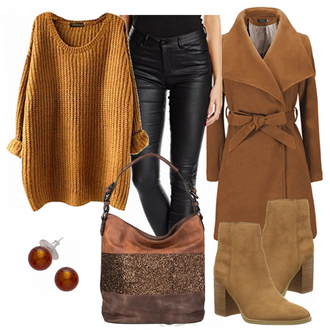 Lang Outfit mit Braun/Beige Caban Mantel/Kaschmir Mantel/Wollfleece Mantel/Vintage Mantel/Wintermantel Wollmantel/Lodenmantel 5 ALL "Ella"