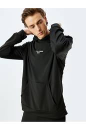 Hooded Slogan Printed Interlock Fabric Sports Sweatshirt