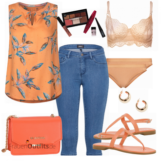 Outfit mit Orange Bluse und Tunika CECIL "Sommer Look für den Alltag"