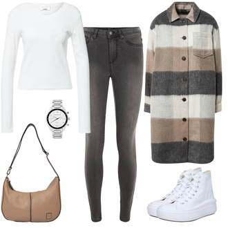 Hochzeit Outfit mit Weiß/Creme Plateau-Sneaker/Canvas-Sneaker/Sneaker Mit Seitlichem Reißverschluss Converse "Cooles Alltagsoutfit"Look: Hochzeit, Konzert, Schule