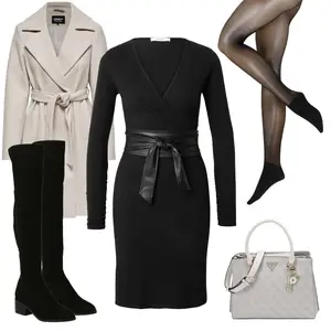 Business Outfits Winter mit Schwarz Schuh Overknee Stiefel/Flache Overknee Stiefel/Kniehoher Stiefel/Spitzer Stiefel/Langer Stiefel/Weitschaftstiefel Steve Madden "Schleifen Businesslook"