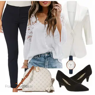High Heels Outfit mit Schwarz Business-Schuh/Hochfrontpump/Bequemer Pump/Pump Niedriger Absatz Tamaris "Herbstlicher Look"