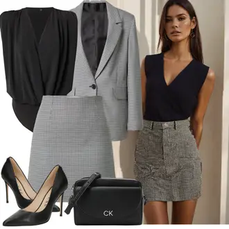 Outfit mit Schwarz/Weiß High Heel/Bequemer Pump/Hochfrontpump/Vintage Pumpe/Business-Schuh/High Heel Pumps Guess "Stylische Kombination für den Frühling"