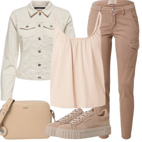 Comment poter Kaki/Beige/Blanc/Orange/Marron Veste de Printemps/Veste Vintage/Veste Courte/Veste de Chemise/Veste Courte en Jean/Veste en Velours Côtelé/Chemisier Grande Taille Only avec Kaki Pantalon en Sergé/Trou Pantalon/Pantalon Slim/Pantalon Casual/Pantalon Moulant/Pantalon Cargo/Jeans cargo Gang