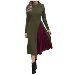 Geschenke Für Frauen Strickkleid Damen, Kleid Hochzeitsgast Herbst Kleider Elegant Swing Kleider Damenkleider Herbst Kleider Für Frauen Mit Bauch Fransenkleid Maxirock (3-Grün, M)