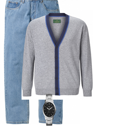 Grau Strickjacke Charles Colby kombinieren
