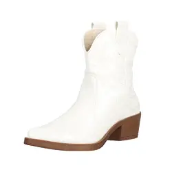 Elara Damen Stiefeletten Cowboy Boots Chunkyrayan 301-A31P White PU-38