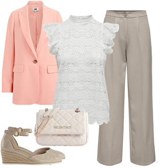 Extra groot Kort Outfit met roze Elegante Blazer/Leren Jas/Katoenen Blazer/Oversized Blazer/Leren Herenjas/Lederen jas/Boyfriend Blazer/Blazerjas/Korte Blazer WE Fashion "Lente outfit"Look: Elegant, Preppy, Werkkleding, Glamoureus, Extra groot, Business, Smart Casual, Klassiek, Edele