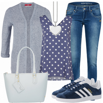 Gazelle Outfit mit Grau Sneaker Adidas Originals "Puenkti"