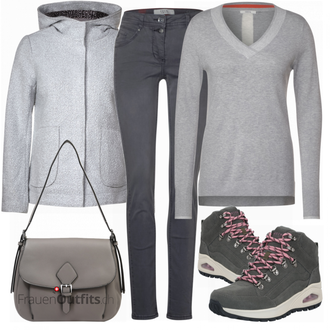 Outfit mit Grau Stiefel Skechers "Herbstliches Freizeit Outfit"