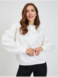 White Women's Oversize Sweatshirt with Balloon Sleeves - Women