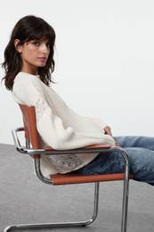 Ecru Soft Texture Crew Neck Knitwear Sweater