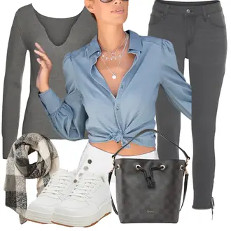 Outfit mit Weiß/Beige/Creme Leder Sneaker/Plateau-Sneaker Pull&Bear "Perfekt für den Herbst"