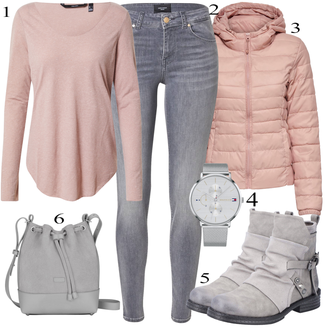 apranga su Pilka/Šviesiai Pilka Leggings Džinsai Antblauzdžiai/Aptempta kelnė/Jeggings VERO MODA "Podzim Outfits"
