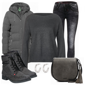 Outfit mit Schwarz Stiefel Tom Tailor "Cool für die Freizeit"