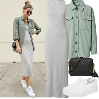 Outfit sa Zeleno/Svjetlozelena Održiva jakna/Jakna košulja/Gajtana Jakna Moves "Proljetni Outfit"