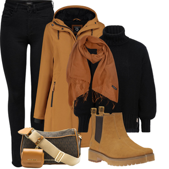 Outfit met zwart Opstaande kraag cardigan/Winter vest/Gebreide Poncho/Wollen vest/Cardigan met ronde hals/Kasjmier cardigan Knit Factory "Outfit voor de winter"