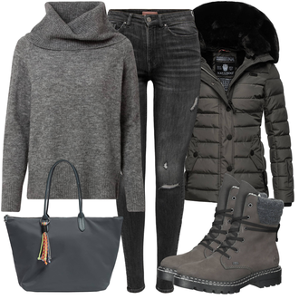 Kombinacije za zimu sa Siva Dodatak/Torba Za Preko Ramena Pull&Bear "Zimski outfit"