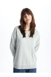 Crew Neck Plain Long Sleeve Oversize Women's Knitwear Sweater
