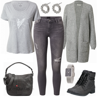 Outfit mit Grau T Shirt Calida "Freizeitlook in grau"