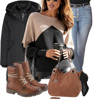 Outfit mit Rot Stiefel Rieker "Street Style Outfit"