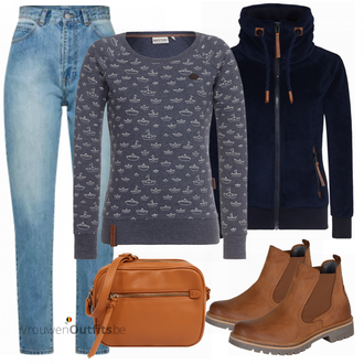 Outfit met bruin Laars Camel Active "Naketano trui"